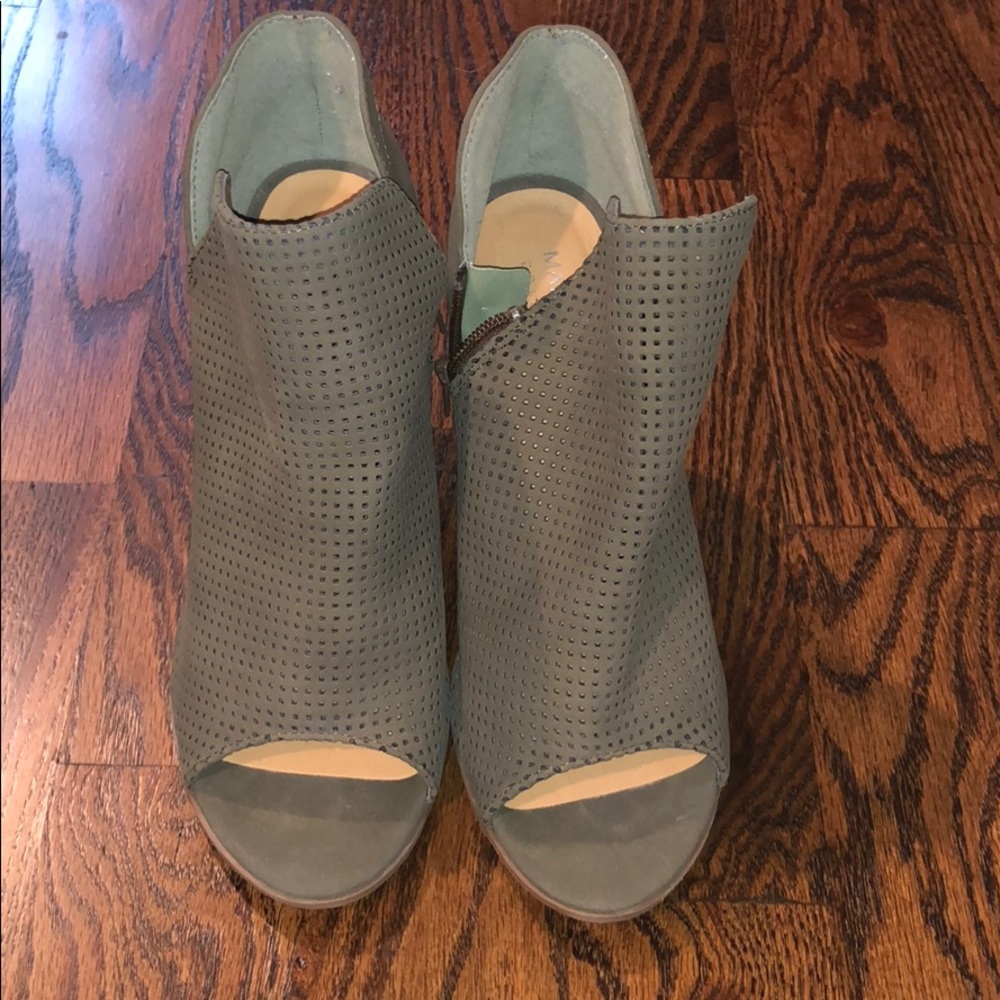 Green open toe bootie